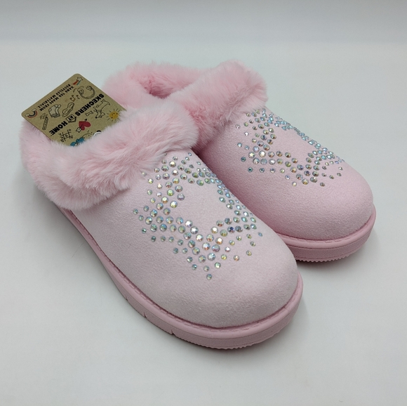 Skechers Girls Pink Sleepy Slides Radiant Star Fur Lined 302943L Kids Size 12 - Picture 1 of 12